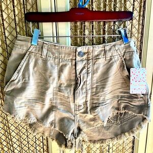 Free People Cutoff Khaki Short Shorts
